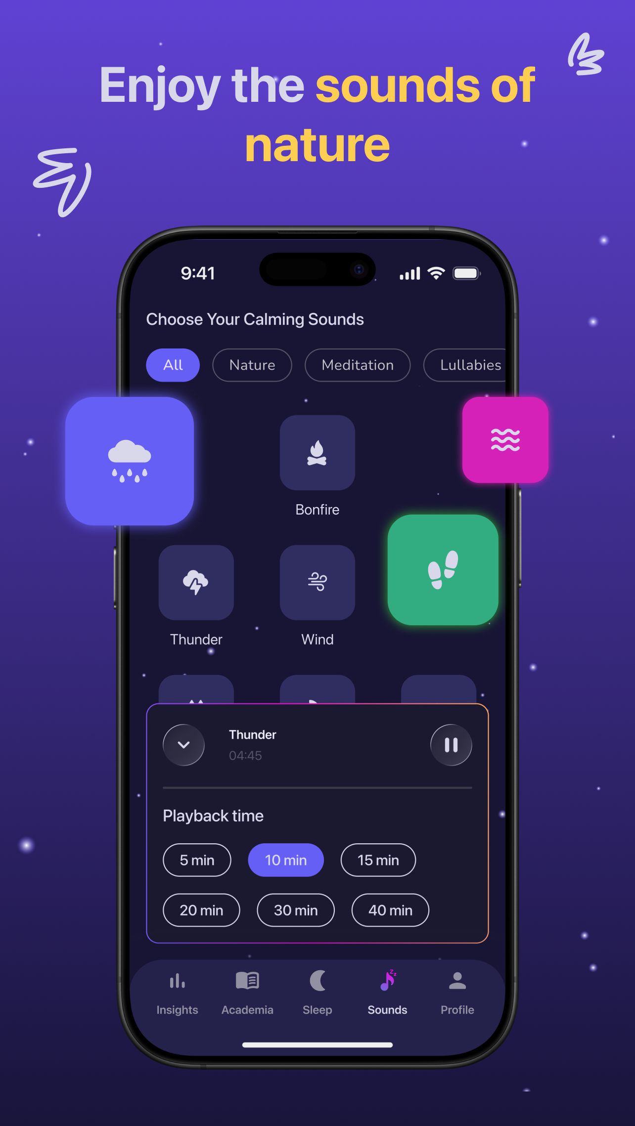 Calming sounds library